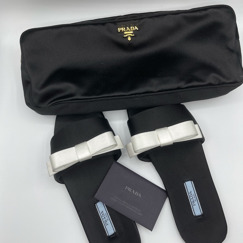 Prada Satin slippers travel pouch
